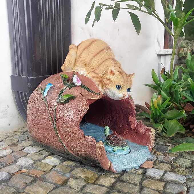 Cat Statues Gutter Downspout Extension Statues Garden Decoration,Resin Statue Outdoor Decor,Animal Downspout Diverter,Gutter Extension Decorative,3"×4" Downspout Extender Diverter Splash Block