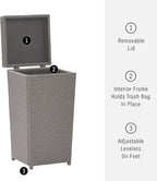 Crosley Furniture Palm Harbor Resin Wicker Outdoor Trash Can With Lid for Backyard, Patio, Deck, Balcony, Gray