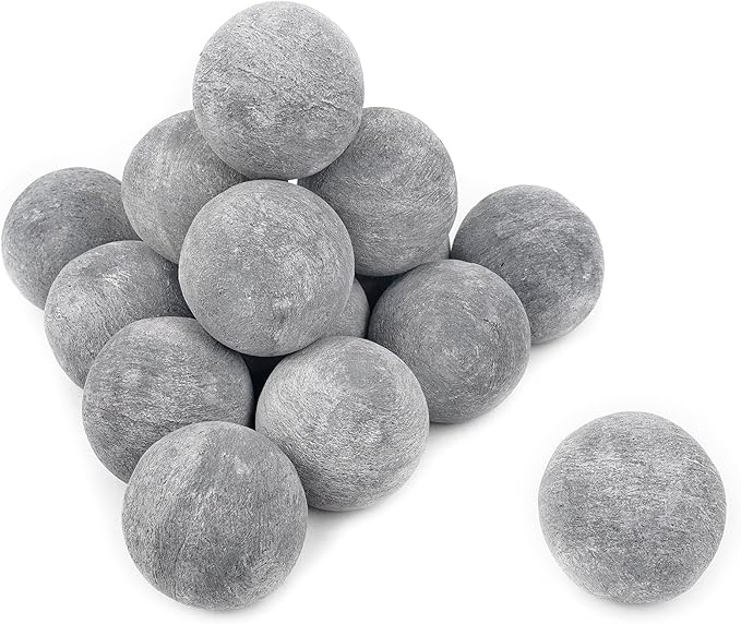 Skyflame Ceramic Balls, Set of 15 Round Fire Stones Set for Indoor and Outdoor Fire Pits or Fireplaces Accessory, 3 Inch, Gray