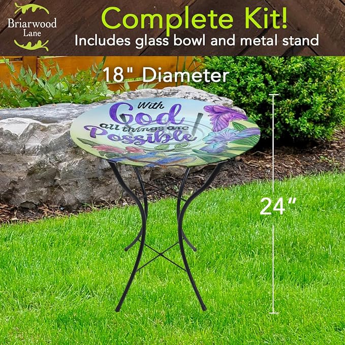 Briarwood Lane Cardinals and Sunflowers Glass Birdbath