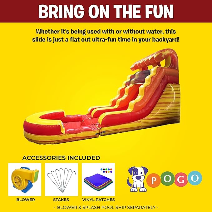 Inflatable Water Slide with Pool for Kids & Toddlers - 25.5' x 9' x 15' Bounce House Double Slide with Pool for Outdoor Play & Backyard - Outside Waterslide Includes Blower Stakes & Storage Bag