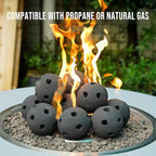 Skyflame Hollow Ceramic Balls, Set of 12 Round Fire Stones Set for Indoor and Outdoor Fire Pits or Fireplaces Accessory, 4 Inch, Black
