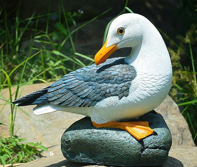 coolboy Real Seagull Figurine Garden Decorations,Seagull Statue Outdoor Decoration,Sea Bird Figurine Nautical Statue Coastal Beach Home Decorations Nautical Seagull Sculpture
