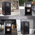 Smartmak Full Size Portable Home Sauna Kit, 1 Person Far Infrared Sauna, Full Body Sauna Tent for Relaxation, with Timer & Temperature Remote Control, Foot Heating Pad,Upgraded Folding Chair - Black