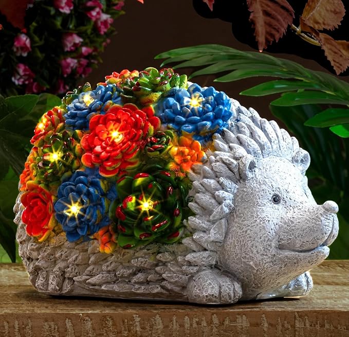 Solar Garden Statue – Cute Hedgehog with 7 Warm LED Lights, Solar-Powered & Weatherproof – Outdoor Lawn, Patio & Yard Décor – Charming Gift for Home & Garden Lovers
