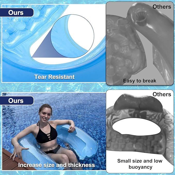 5 Pack Pool Floats Adult, PuppyuWill Minimalist Design Pool Chair Float, 46"X36" Mood-Boosting Colors, Drifter, Chair, Hammock 3-in-1 Inflatable Pool Toys for Pool Party, Lake, River, Sea, Outdoor