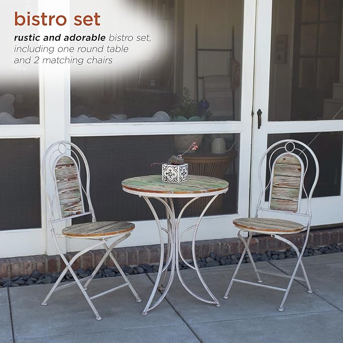 Alpine Corporation Green Weathered Wood Bistro Set, 3-Piece
