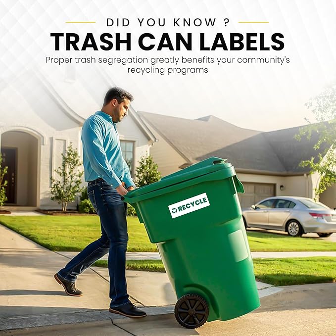 Recycle Sticker for Trash Bins – Heavy Duty, Recycle Only Sticker - 3-5 Year Indoor/Outdoor Rated - Heavy Duty, Weather Proof, Ultra Durable - USA Made (6x2 inch), 4 Labels