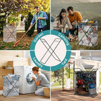 Trash Bag Holder Stand, Heavy Duty Foldable Metal Garbage Bag Frame Fits 30-50 Gallon, Portable Yard Leaf Bag Holder for Lawn Cleanup, Camping, Weeding, Parties