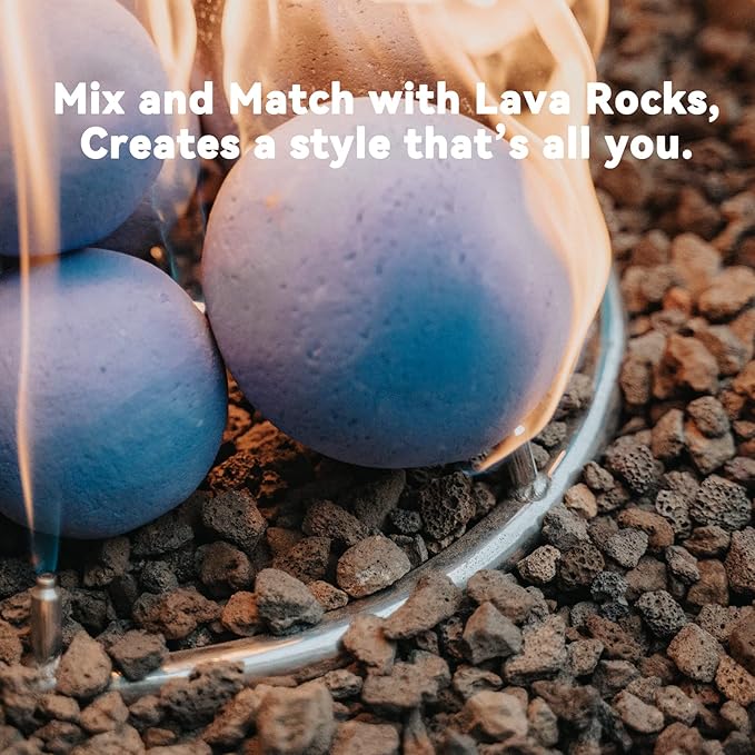 Skyflame Ceramic Fireplace Balls, Set of 15 Round Fire Stones Set for Indoor and Outdoor Fire Pits or Fireplaces Accessory, 3 Inch, Blue