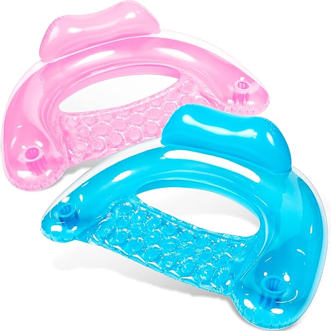 SLOOSH Inflatable Pool Floats Adult,2 Pack Pool Chairs with Cup Holders,Blow up Floats Chair,Hammock Noodle Mat for Relaxing Summer Water Fun Swimming Party Beach
