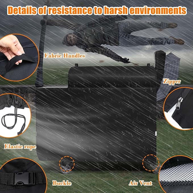 Grill Cover for recteq Flagship 1100, RT-1250, RT-700 & RT-680 | Heavy Duty Waterproof & Windproof | 600D Oxford Fabric with Reflective Strips 56x30x47 Inches