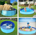 Upgraded Large Duck Pool with Drain Plug, 39 x 12 Inch Extra Tough PVC Ducks Swimming Pool for Pet, Dogs, Cats, Blue Hard Plastic Portable Foldable Pond for Indoor Outdoor Use