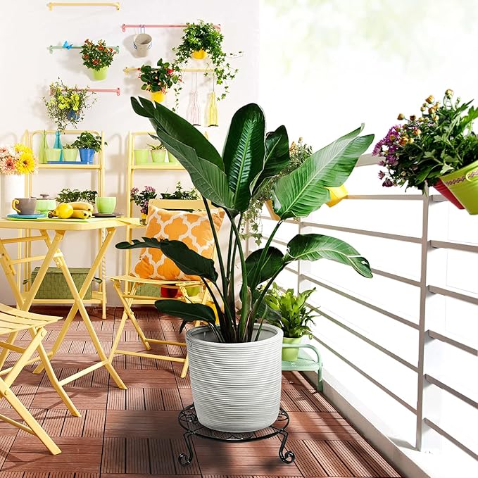 1 pack 10"-12" Metal Plant Stand Outdoor, for Flower Pot Heavy Duty Potted Holder Round Wrought Rustproof Iron Planter Stand, plant Stands Indoor Clearance and Outdoor patio - 10 Inches Black