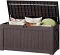 130 Gallon Deck Box Outdoor Indoor Waterproof Storage Box for Patio Furniture, Pool Accessories, Garden Tools, and Cushion Storage, Brown