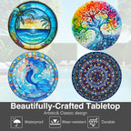 Patio Side Table, 14 Inch Weather Resistant Metal Side Table，Side Table for Patio Yard Porch Balcony Garden Bedside Plant Stand Indoor Outdoor ，Small Round Outdoor End Table