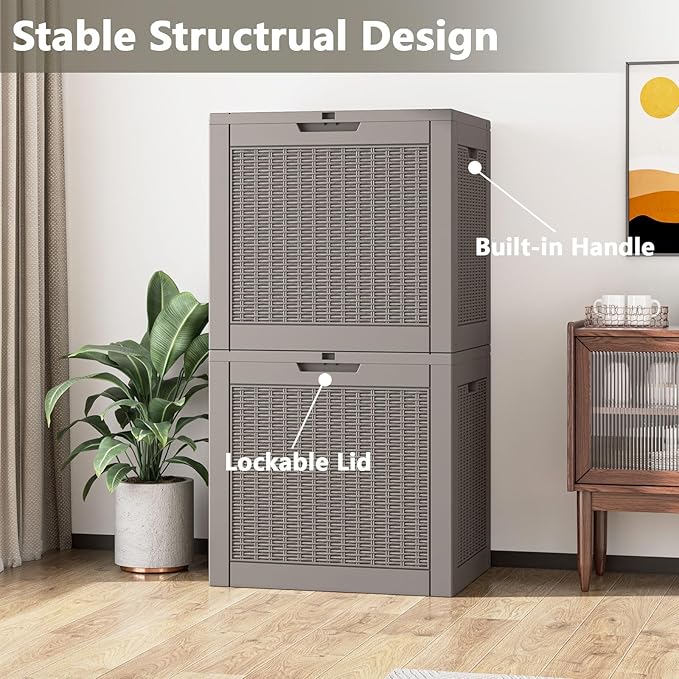 31 Gallon Storage Box, Resin Outdoor Waterproof and UV Resistant,Lightweight Box for Garden Tools, Pool Supplies