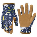 HANDLANDY Kids Genuine Leather Gardening Gloves for ages 3-11, Children Toddler Work Outdoor Playing Gloves for Boys Girls Gift (Small (for age 2-4), Blue)