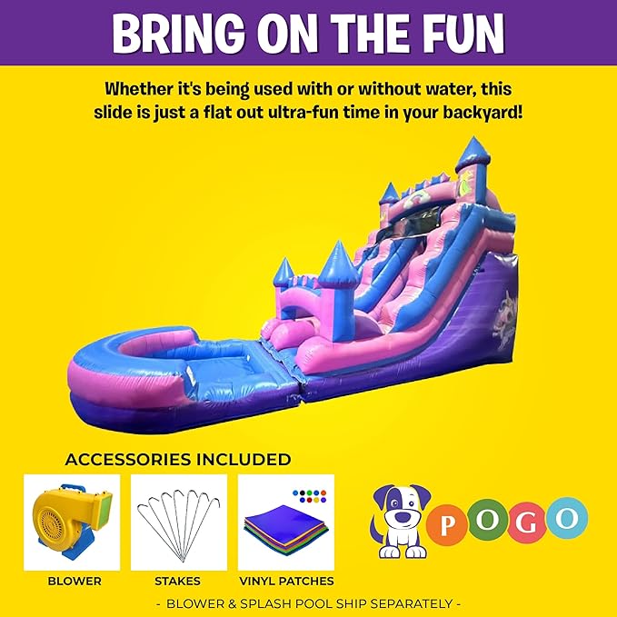 Inflatable Water Slides for Kids - Backyard Inflatable Water Slides with Splash Pool - Pink Unicorn Slide Complete with Blower, and Stakes - 25.5' x 9' - 15' Tall Slide