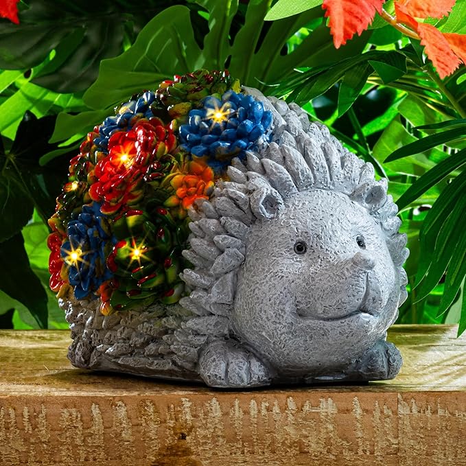 Solar Garden Statue – Cute Hedgehog with 7 Warm LED Lights, Solar-Powered & Weatherproof – Outdoor Lawn, Patio & Yard Décor – Charming Gift for Home & Garden Lovers