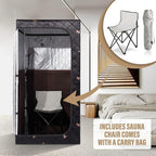 Smartmak Full Size Portable Home Sauna Kit, 1 Person Far Infrared Sauna, Full Body Sauna Tent for Relaxation, with Timer & Temperature Remote Control, Foot Heating Pad,Upgraded Folding Chair - Black