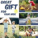 HANDLANDY Kids Genuine Leather Gardening Gloves for ages 3-11, Children Toddler Work Outdoor Playing Gloves for Boys Girls Gift (Small (for age 2-4), Blue)