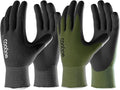 COOLJOB Gardening Gloves for Men, 2 Pairs Breathable Rubber Coated Garden Gloves for Weeding Landscaping, Outside Work Gloves for Lawn Yard, Men’s Medilum Size, Black & Green (2 Pack M)