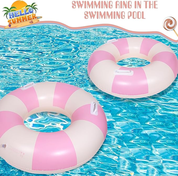2PCS Large Swimming Pool Tubes Inflatable Pool Floats for Adult Swim Ring Floaties Inflatable Swimming Pool Raft Summer Beach Lounger Float Party Supplies