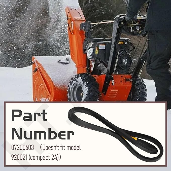 07200603 Wheel Drive V- Belt Compatible with Ari-ens Classic 24 E, Compact 20/22/24, SNO-Tek 24 120V/28 120V, ST24LE Snow Blower