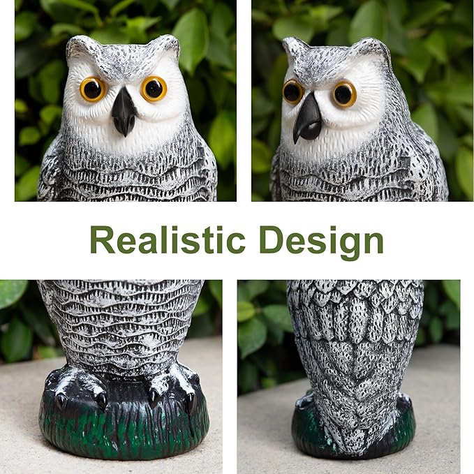 OFFO Bird Scare Devices Plastic Owl Scarecrow for Halloween Decorations Outdoor Garden, Yard, Pool Decoration, 8.3 in Height, Snow Owl