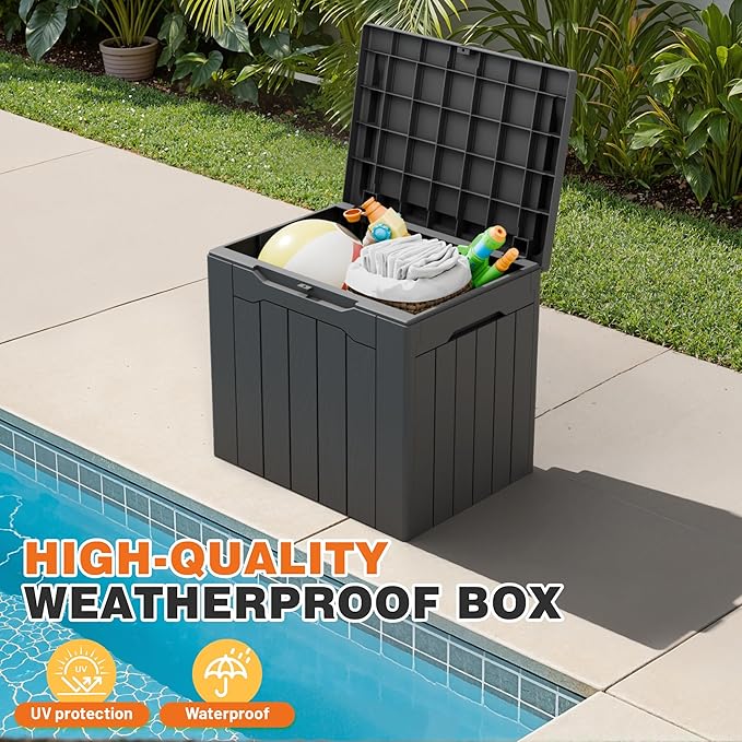 32 Gallon Deck Box Outdoor Indoor Waterproof Storage Box for Patio Furniture, Pool Accessories, Garden Tools, and Cushion Storage, Gray