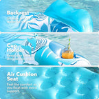 SLOOSH Inflatable Pool Floats Adult,2 Pack Pool Chairs with Cup Holders,Blow up Floats Chair,Hammock Noodle Mat for Relaxing Summer Water Fun Swimming Party Beach