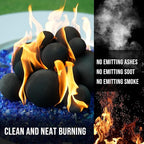 Skyflame 12PCS Ceramic Fireplace Balls, Mixed of 4 Sizes Fire Pit Balls Set for Indoor and Outdoor Fire Tables or Fireplaces Accessory, Black