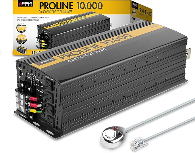 Wagan EL3748 12V 10000 Watt Power Inverter with Remote Control 20000 Watt Surge Peak Proline 12 Volt Power Converter for Home RV Camping Van Life Off Grid