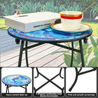 Patio Side Table, 14 Inch Weather Resistant Metal Side Table, Side Table for Patio Yard Porch Balcony Garden Bedside Plant Stand Indoor Outdoor, Small Round Outdoor End Table