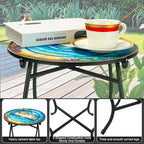 Patio Side Table, 14 Inch Weather Resistant Metal Side Table，Side Table for Patio Yard Porch Balcony Garden Bedside Plant Stand Indoor Outdoor ，Small Round Outdoor End Table