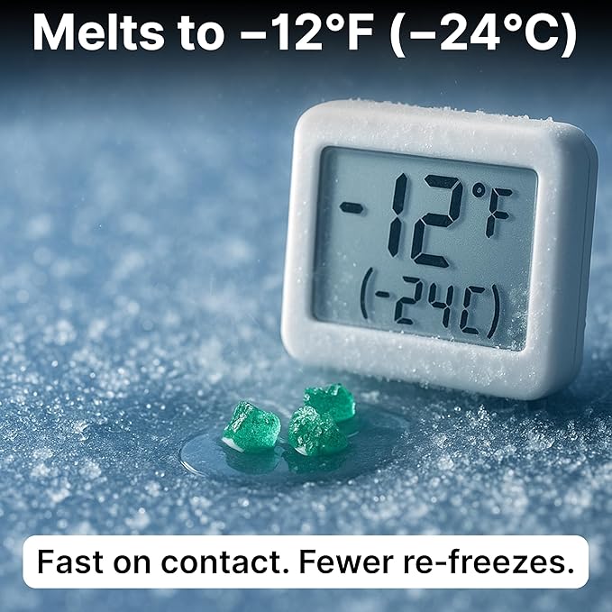 Thawtful Pet Safe Ice Melt – Pet Friendly Ice Melt, Snow Melt – Green Granules with CMA, Melts to −12°F (−24°C) - Driveway Salt & Sidewalk Salt for Ice (2 qt. - 4.2 lb.)