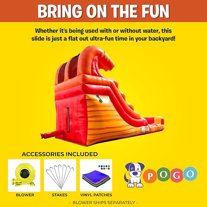 Inflatable Water Slides for Kids - Backyard Inflatable Water Slides with Splash Pool - Fire Marble Slide Complete with Blower, and Stakes - 21' x 9' - 12' Tall Slide