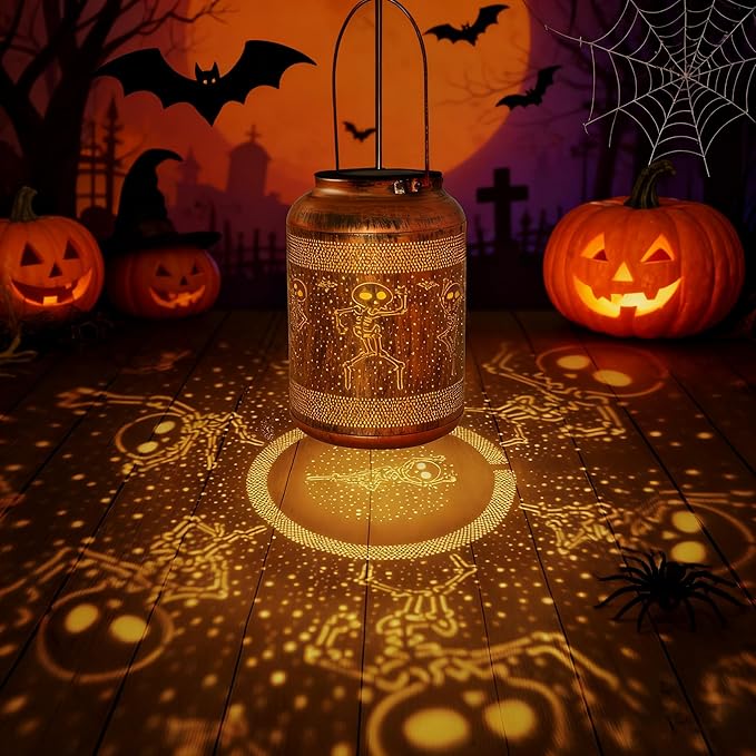 Solar Halloween Decorations Outdoor Lantern , Birthday Gifts for Women, Solar Lights Outdoor Waterproof LED Decorative Garden for Lawn, Landscape, Patio, Porch Hanging Lantern for Ladies, Mom, Grandma