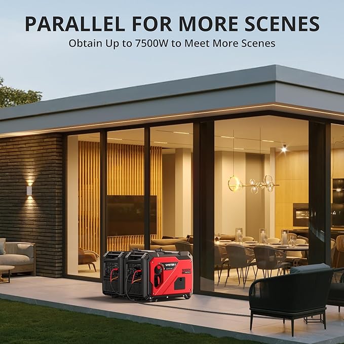 5000W Super Quiet Inverter Generator – CO Sensor, RV Ready 30A Outlet, Wheels & Handle Kit, Parallel Capable for Home Backup, Camping, and Emergencies, EPA Approved