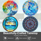 Outdoor Side Tables, 14" Round Patio Side Table, Plant Stand for Indoor Outdoor, Weather Resistant Metal End Table Side Table for Patio Yard Porch Balcony Garden Bedside