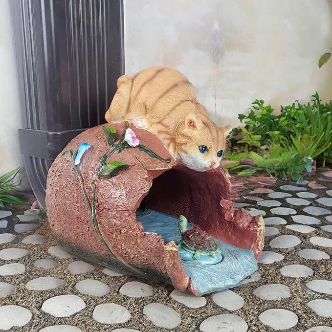 Cat Statues Gutter Downspout Extension Statues Garden Decoration,Resin Statue Outdoor Decor,Animal Downspout Diverter,Gutter Extension Decorative,3"×4" Downspout Extender Diverter Splash Block