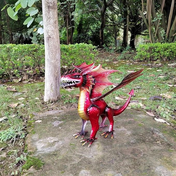 Decorative Fiery Red Dragon Figurine, Vasuki The Dragon Statue, Design Tales of legendia Flying Dragon Statue, The Dragon of Mythical Castle Garden Statue