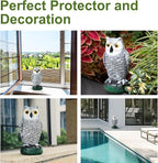 OFFO Bird Scare Devices Plastic Owl Scarecrow for Halloween Decorations Outdoor Garden, Yard, Pool Decoration, 8.3 in Height, Snow Owl