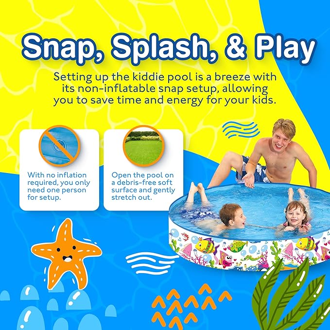 Taylor Toy Kiddie Pool, Splash Pool, Toddler Pool, Kids Pool, Easy Setup, Foldable, Ball Pit, Portable, Water Play, Non-Inflatable, 59 Gallon
