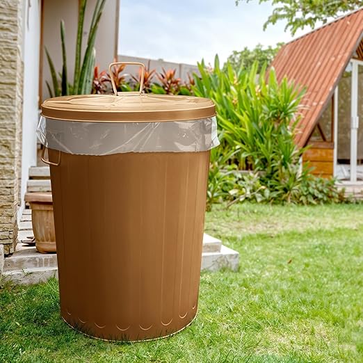Plexon Large Metal Trash Can with Lid 20 Gallon, Decorative Outdoor Trash Can Heavy Duty Galvanized Metal Bucket with Lid for Garage Workshop Ash Storage Farmhouse, Copper 6 Pack