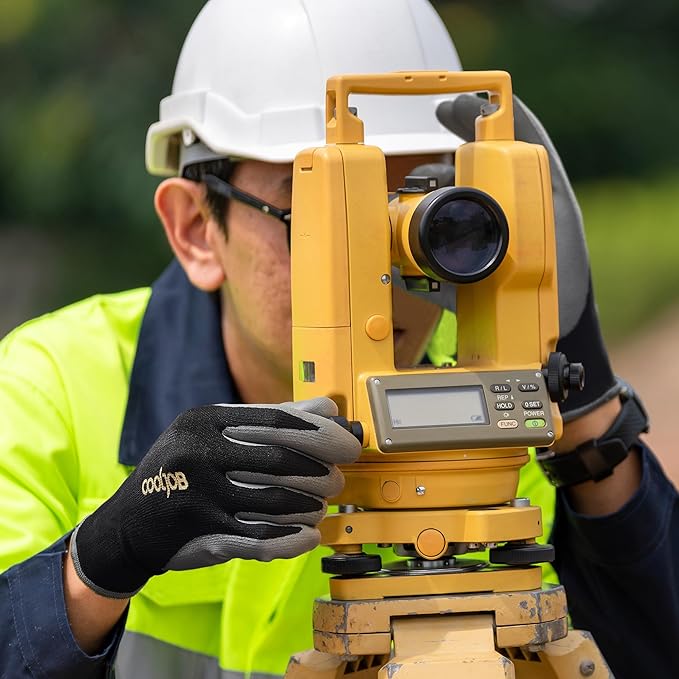 COOLJOB 2 Pairs Micro-Foam Nitrile Safety Work Garden Gloves with Touchscreen Fingers, Lightweight Working for Men’s Sweaty Hands, Non-slip Coated Grip Fits Most Tasks, Medium, Blue & Black