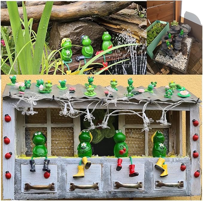 Cute Frog Garden Decor, Sitting Frog Garden Statue Outdoor, 6.2inch Frogs Statues Resin for Yard Patio Garden Office Tabletop Bookshelf Decor