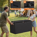 110 Gallon Deck Box Outdoor Indoor Waterproof Storage Box for Patio Furniture, Pool Accessories, Garden Tools, and Cushion Storage, Black