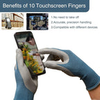 COOLJOB 2 Pairs Micro-Foam Nitrile Safety Work Garden Gloves with Touchscreen Fingers, Lightweight Working for Men’s Sweaty Hands, Non-slip Coated Grip Fits Most Tasks, Medium, Blue & Black